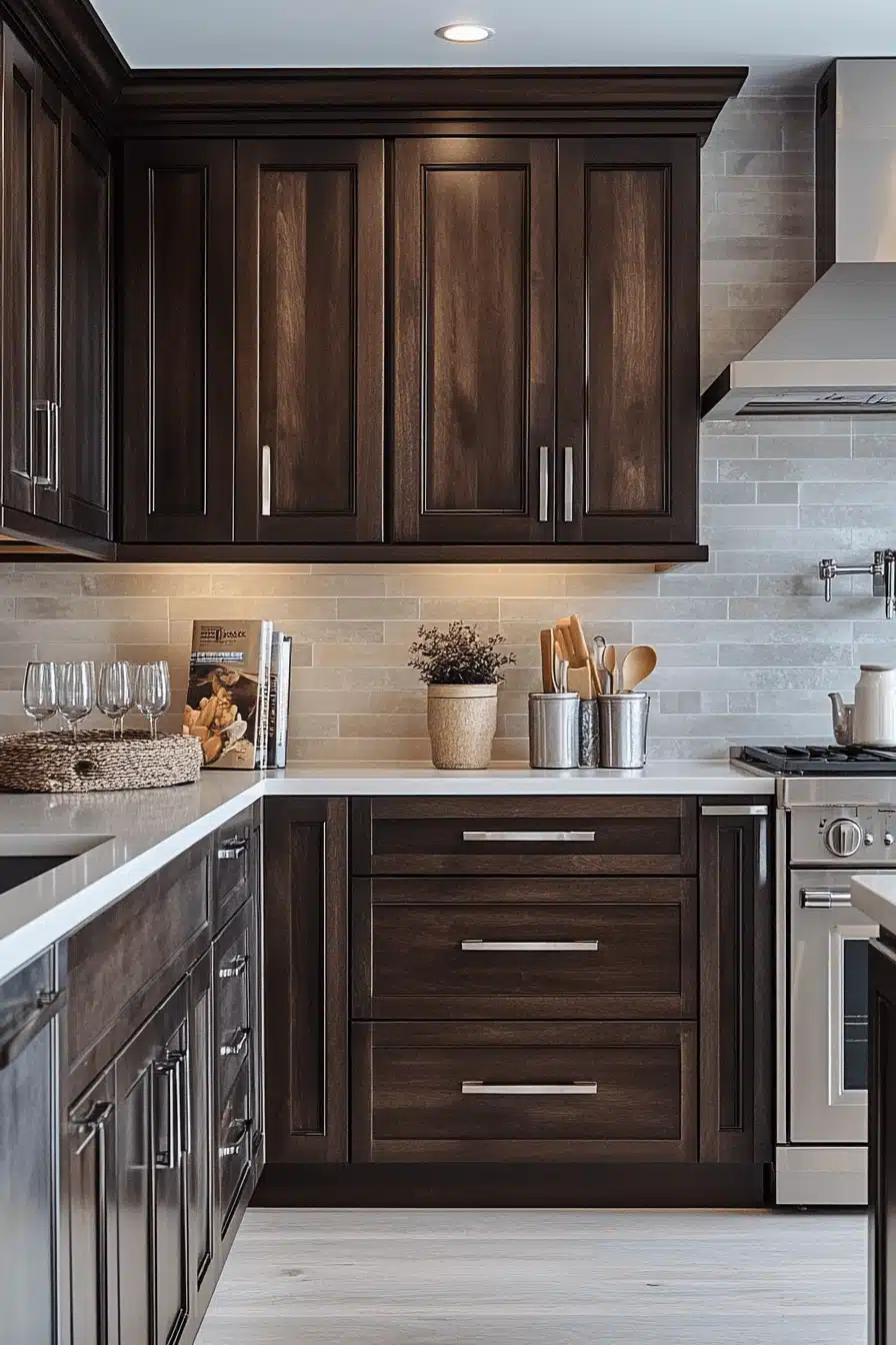 dark wood kitchen cabinets