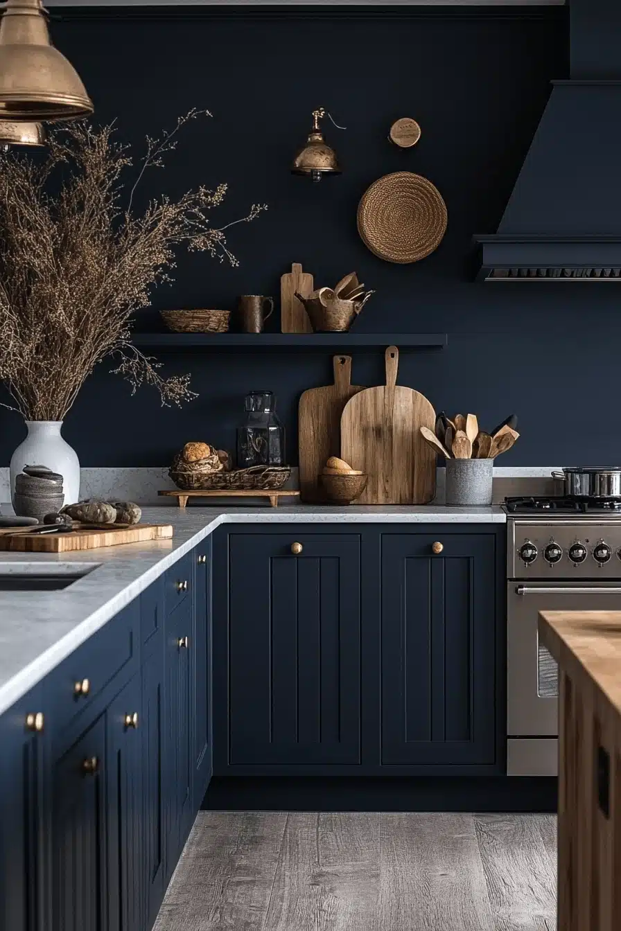 navy blue kitchen cabinets