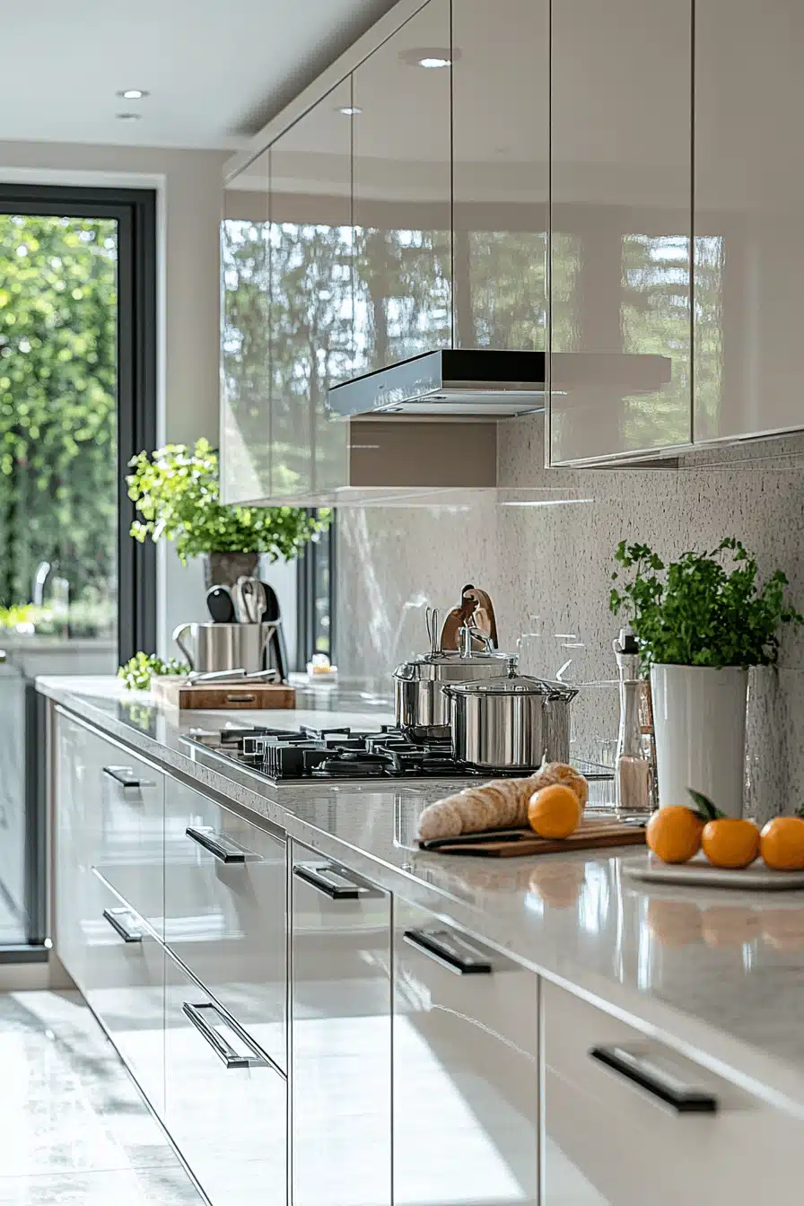 greige kitchen cabinets