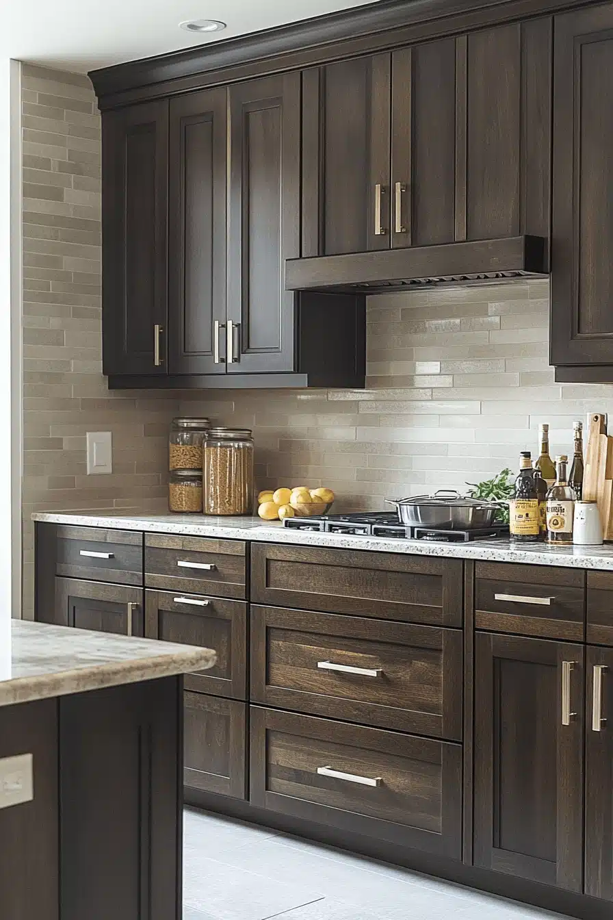 dark wood kitchen cabinets