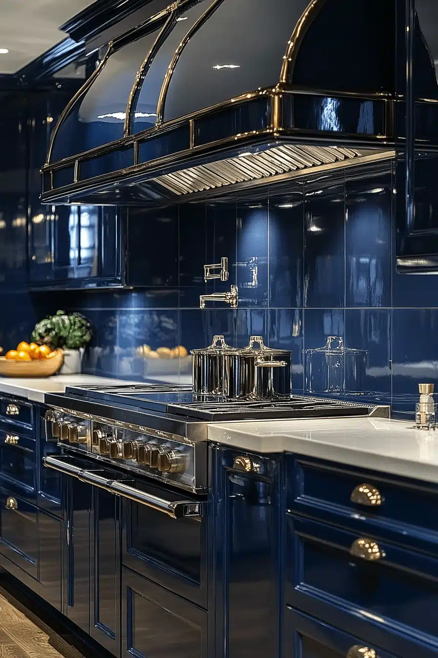 navy blue kitchen cabinets