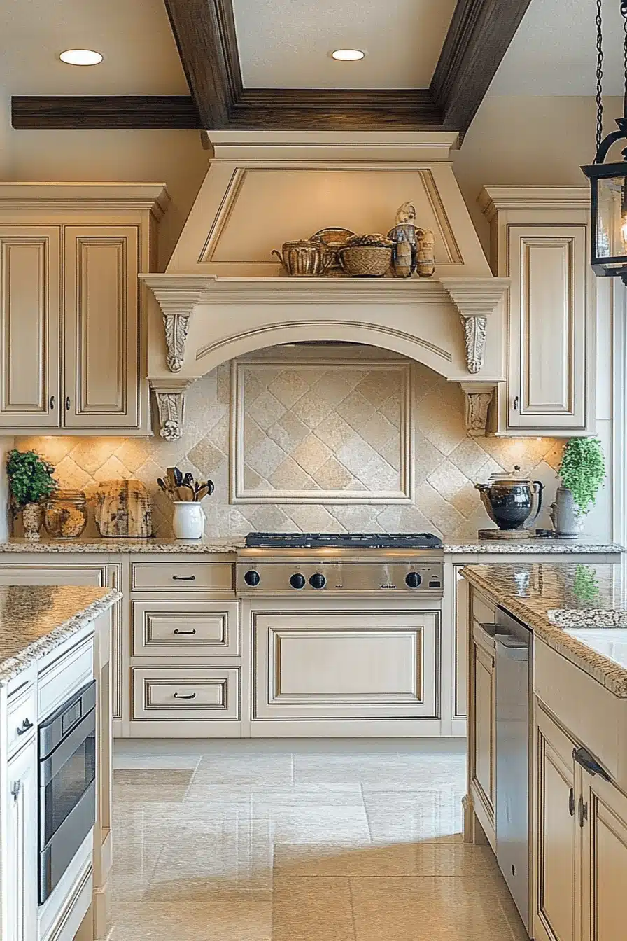 beige kitchen cabinets
