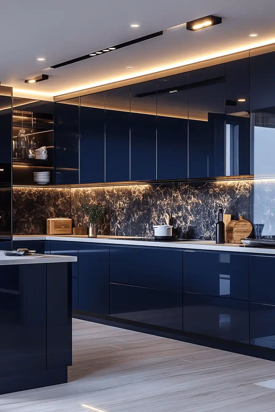 navy blue kitchen cabinets
