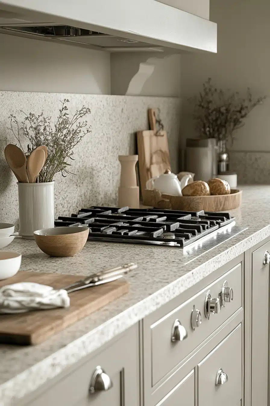 greige kitchen cabinets