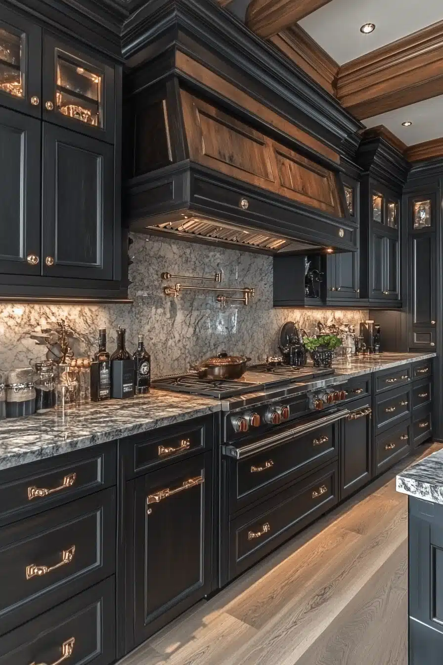 dark wood kitchen cabinets