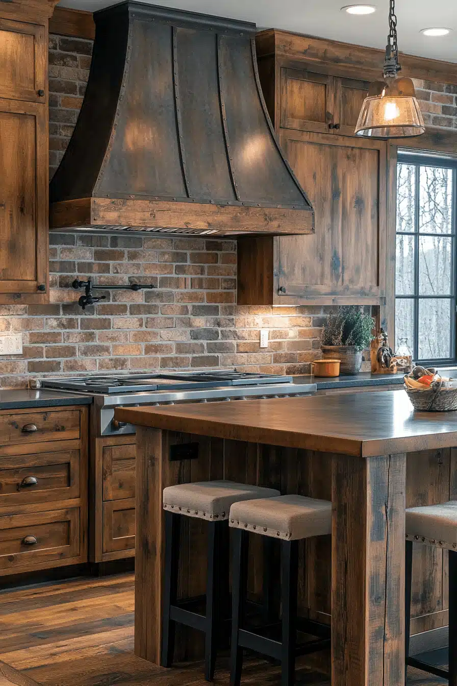 brown cabinets kitchen