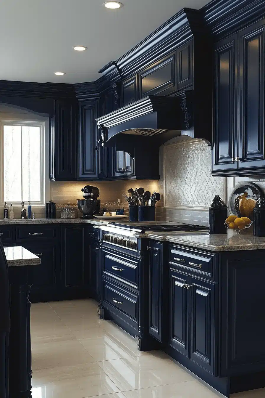 navy blue kitchen cabinets