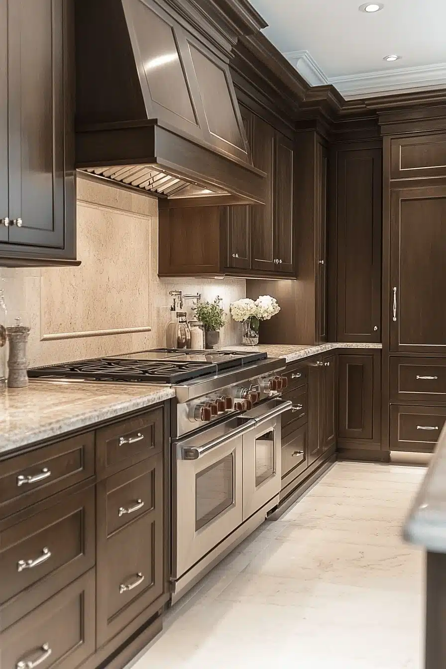 brown cabinets kitchen