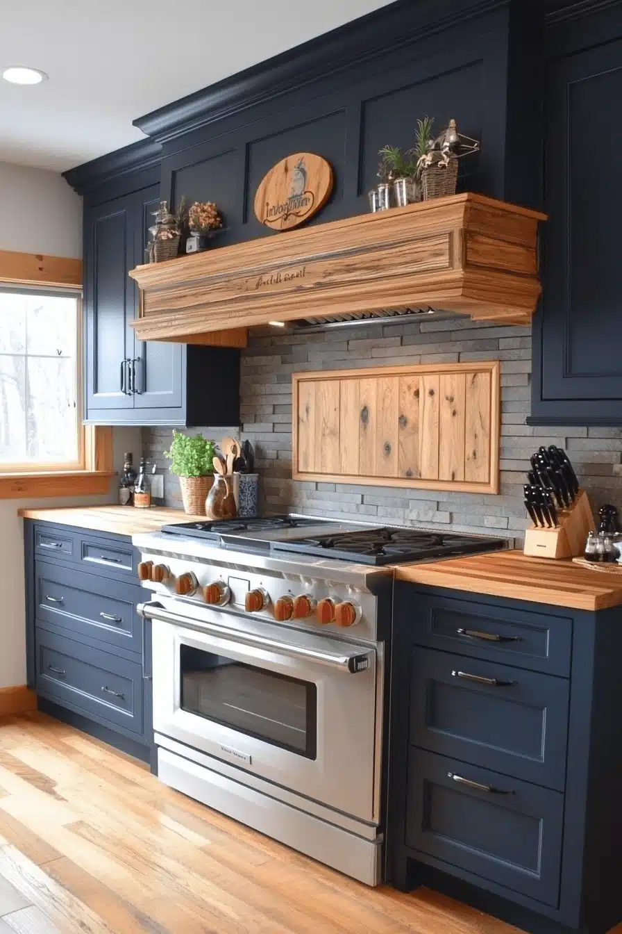 navy blue kitchen cabinets