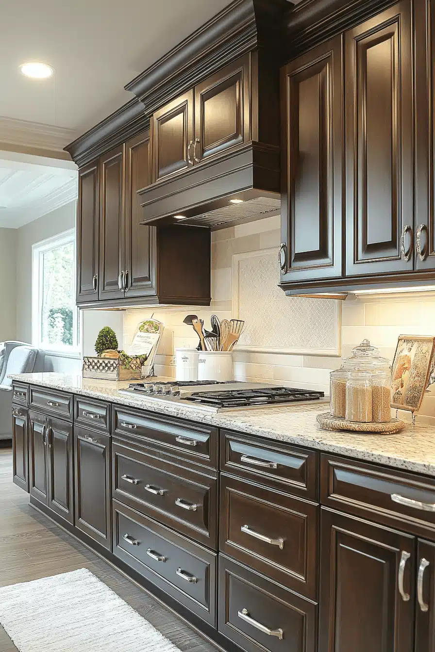 dark wood kitchen cabinets
