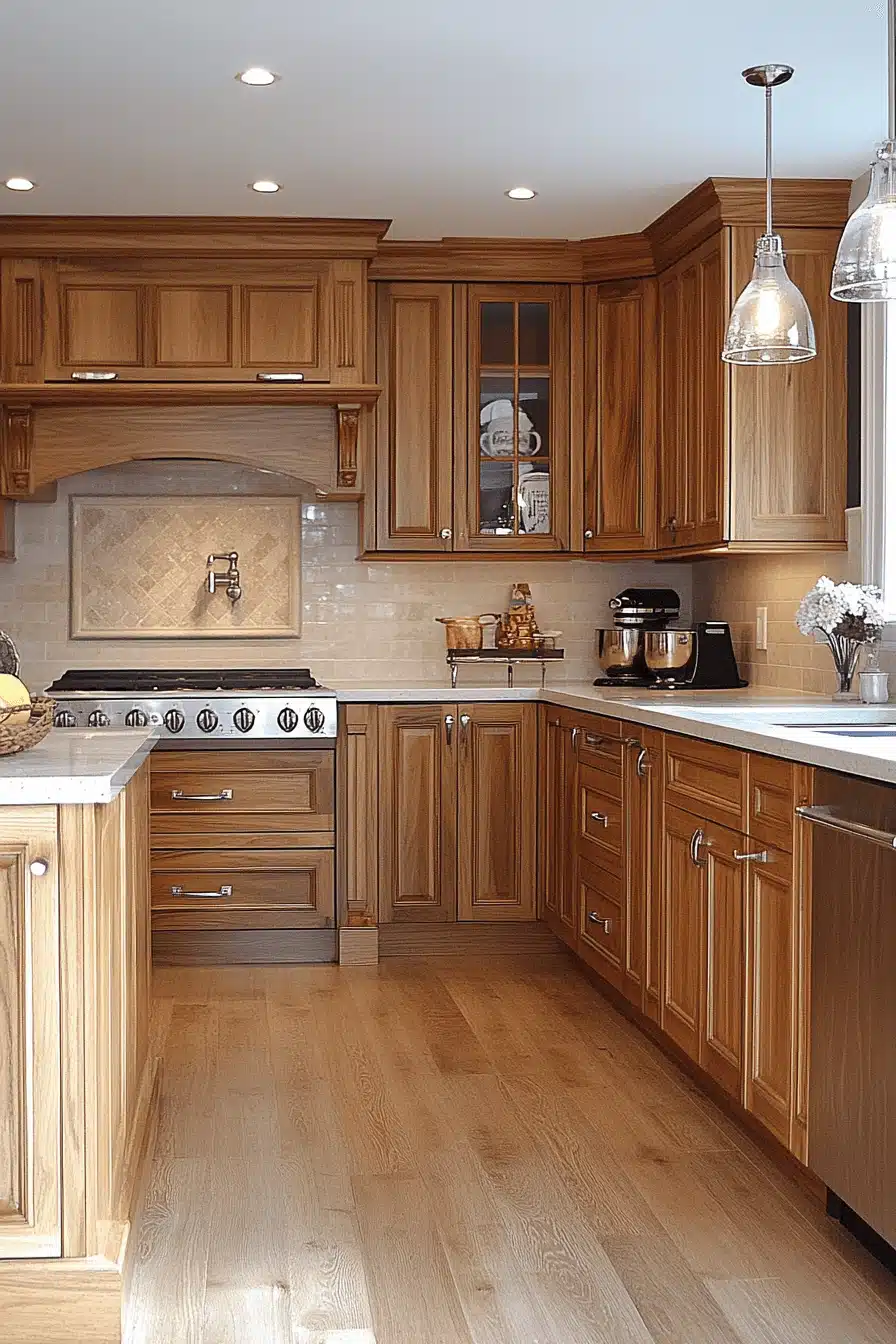 honey oak kitchen cabinets