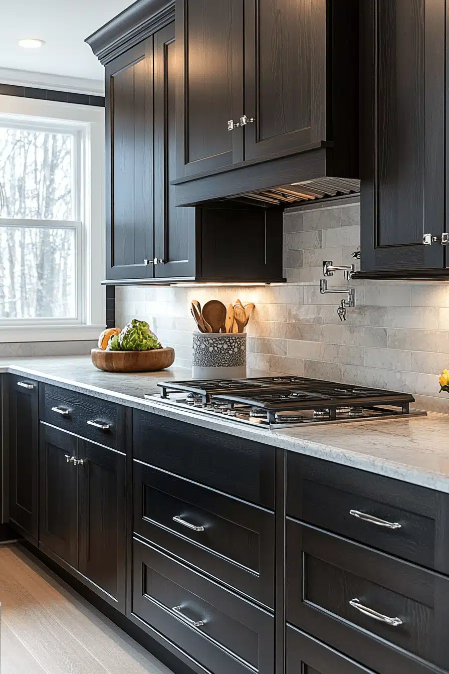 dark wood kitchen cabinets