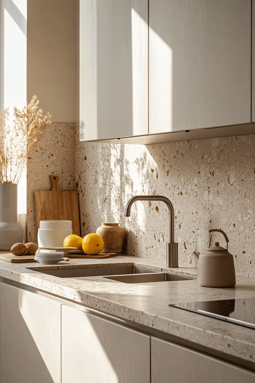 beige kitchen cabinets