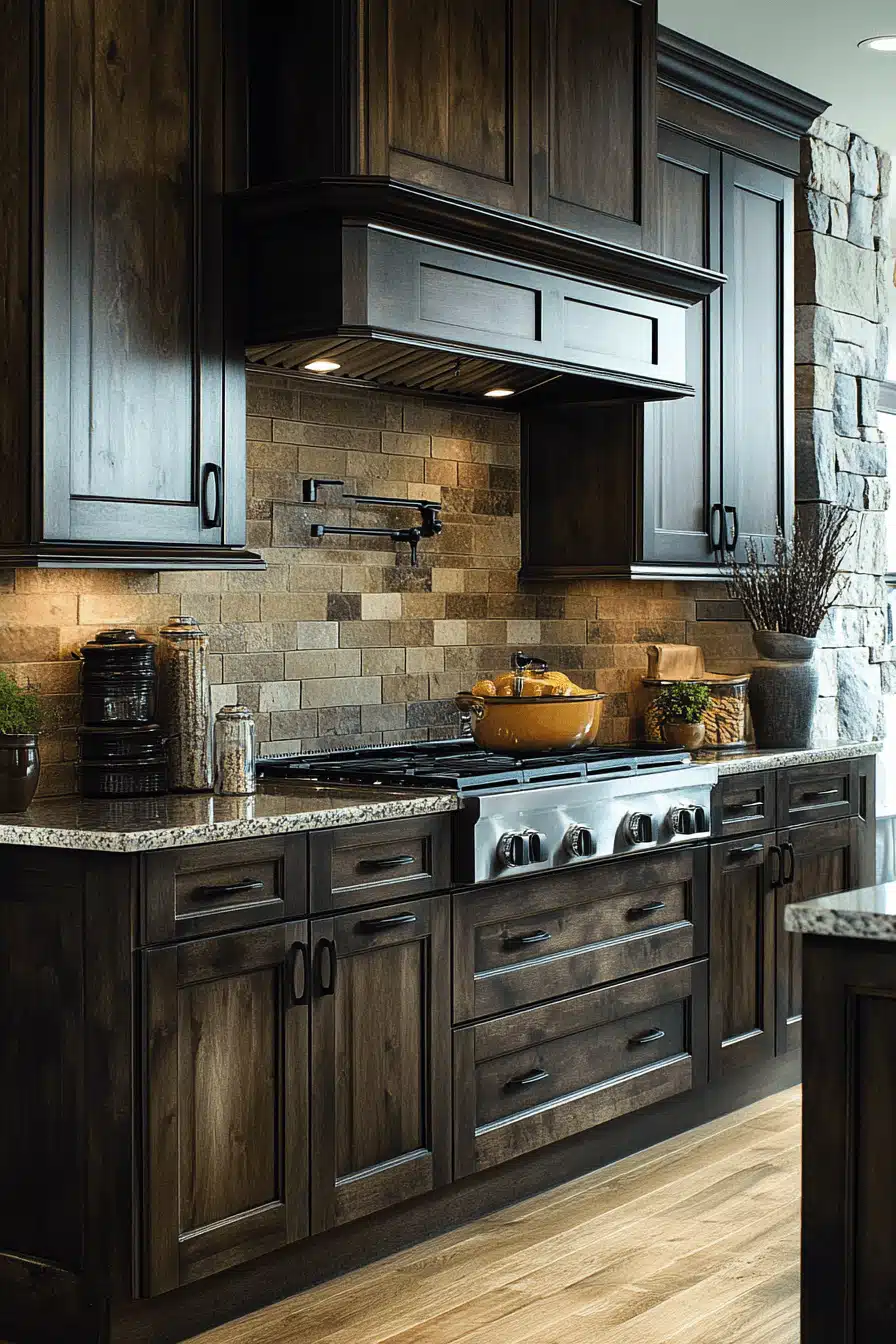 dark wood kitchen cabinets