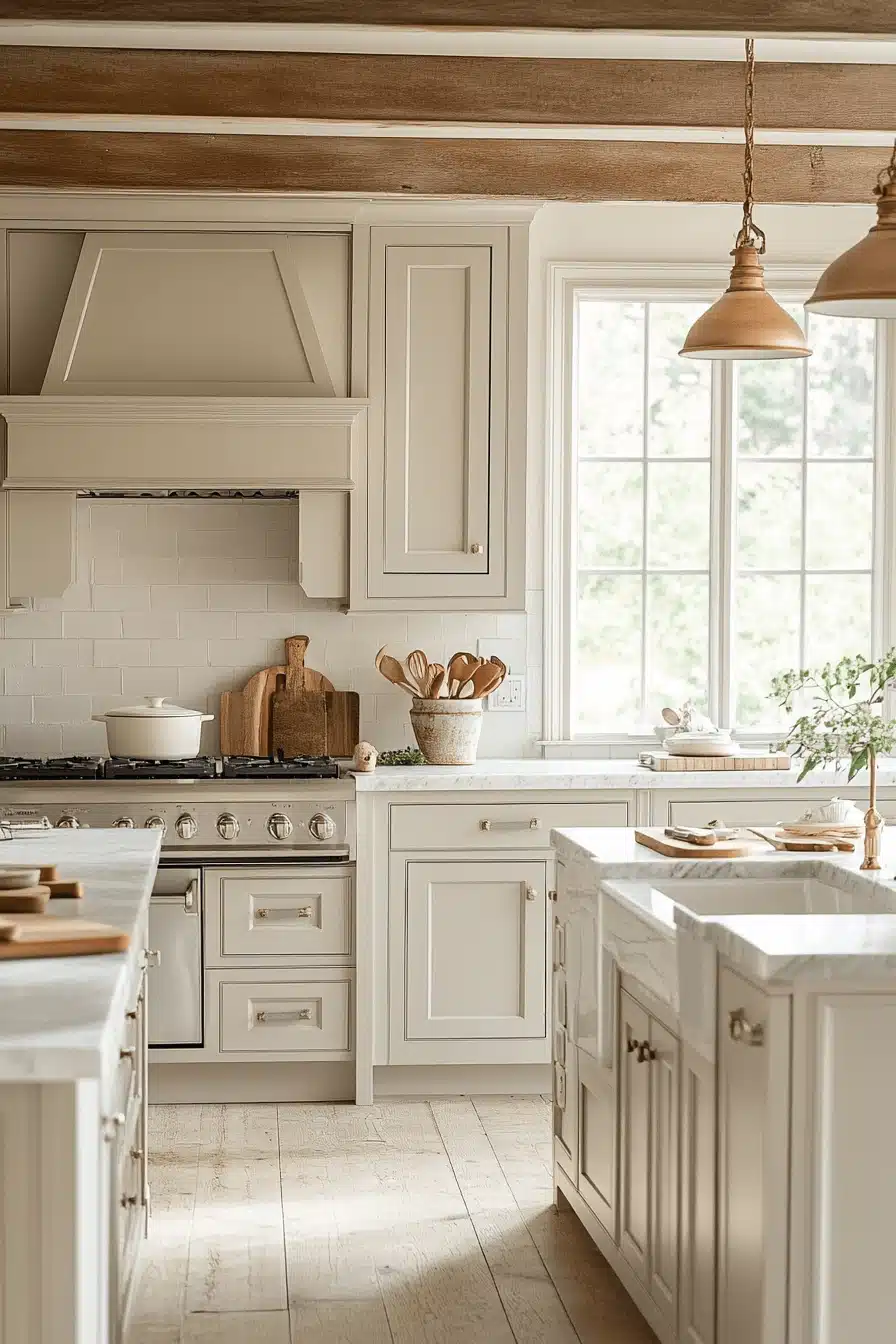 greige kitchen cabinets
