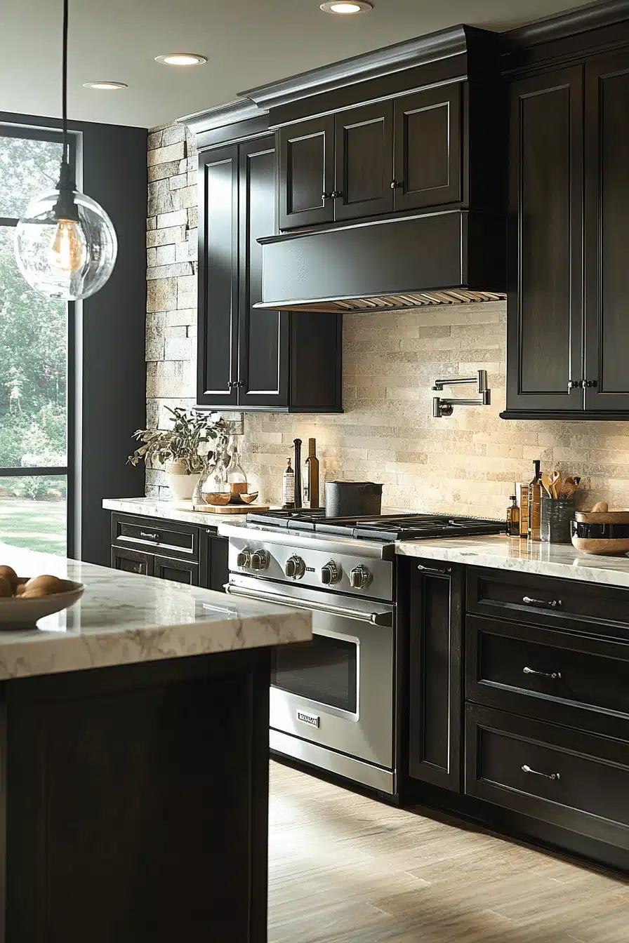 dark wood kitchen cabinets