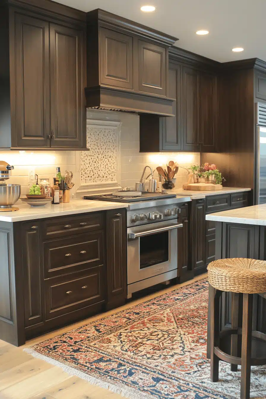 brown cabinets kitchen