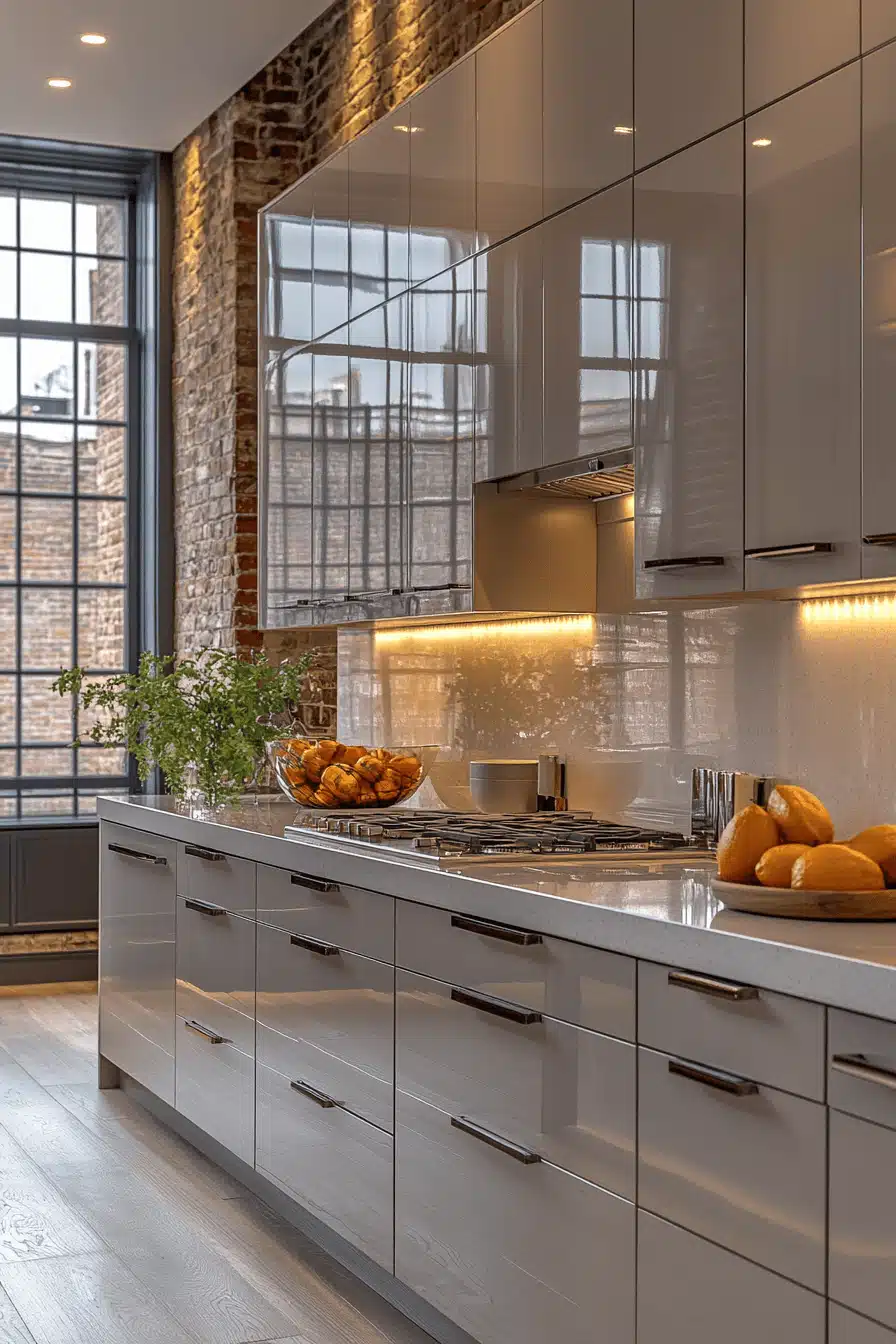 greige kitchen cabinets