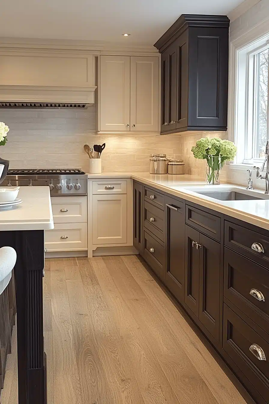 beige kitchen cabinets