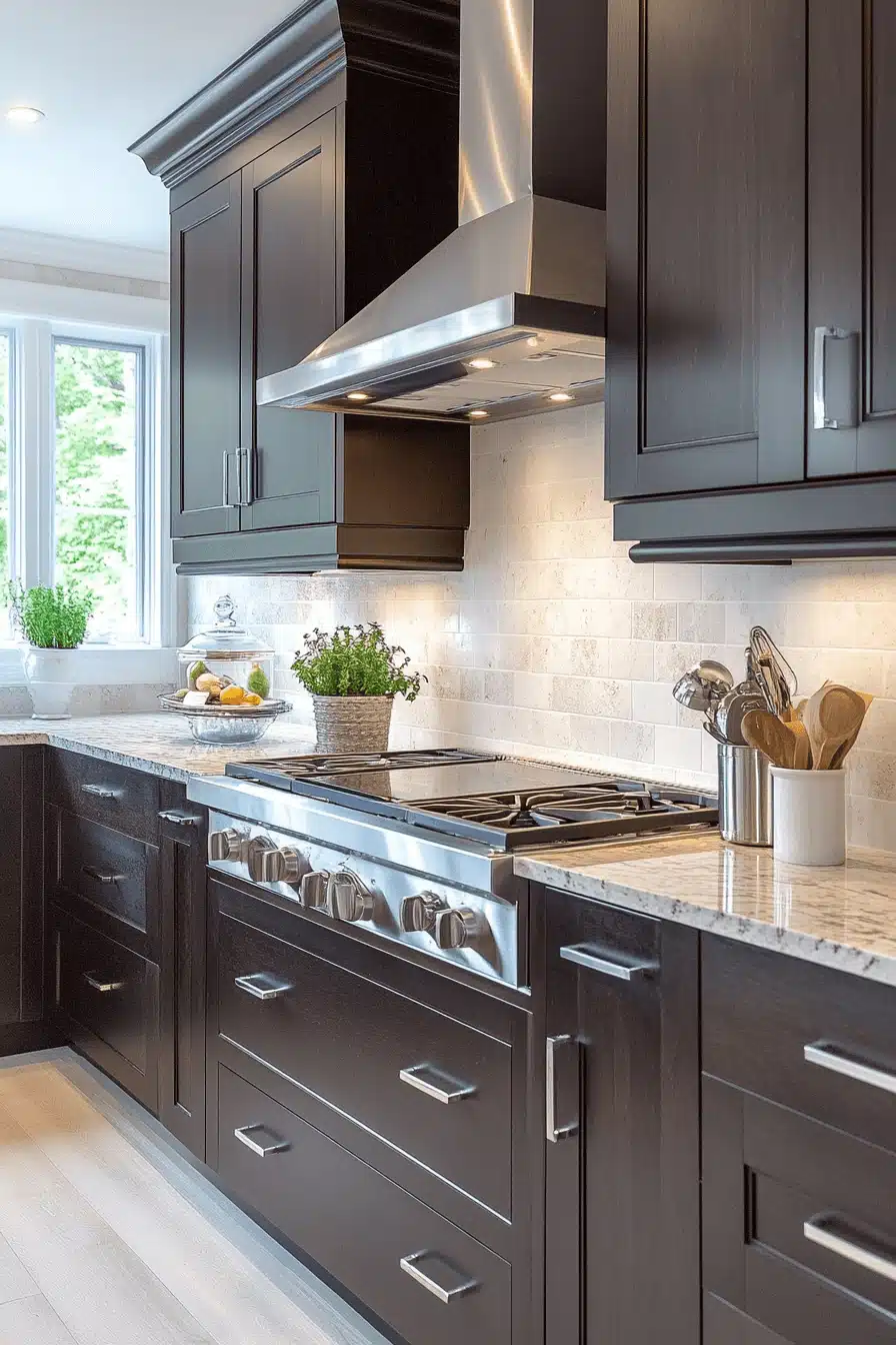 dark wood kitchen cabinets