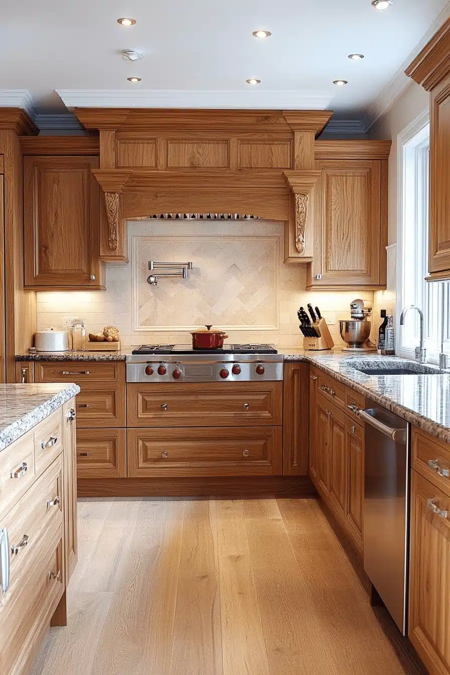 honey oak kitchen cabinets