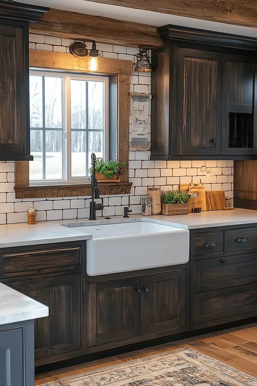 dark wood kitchen cabinets