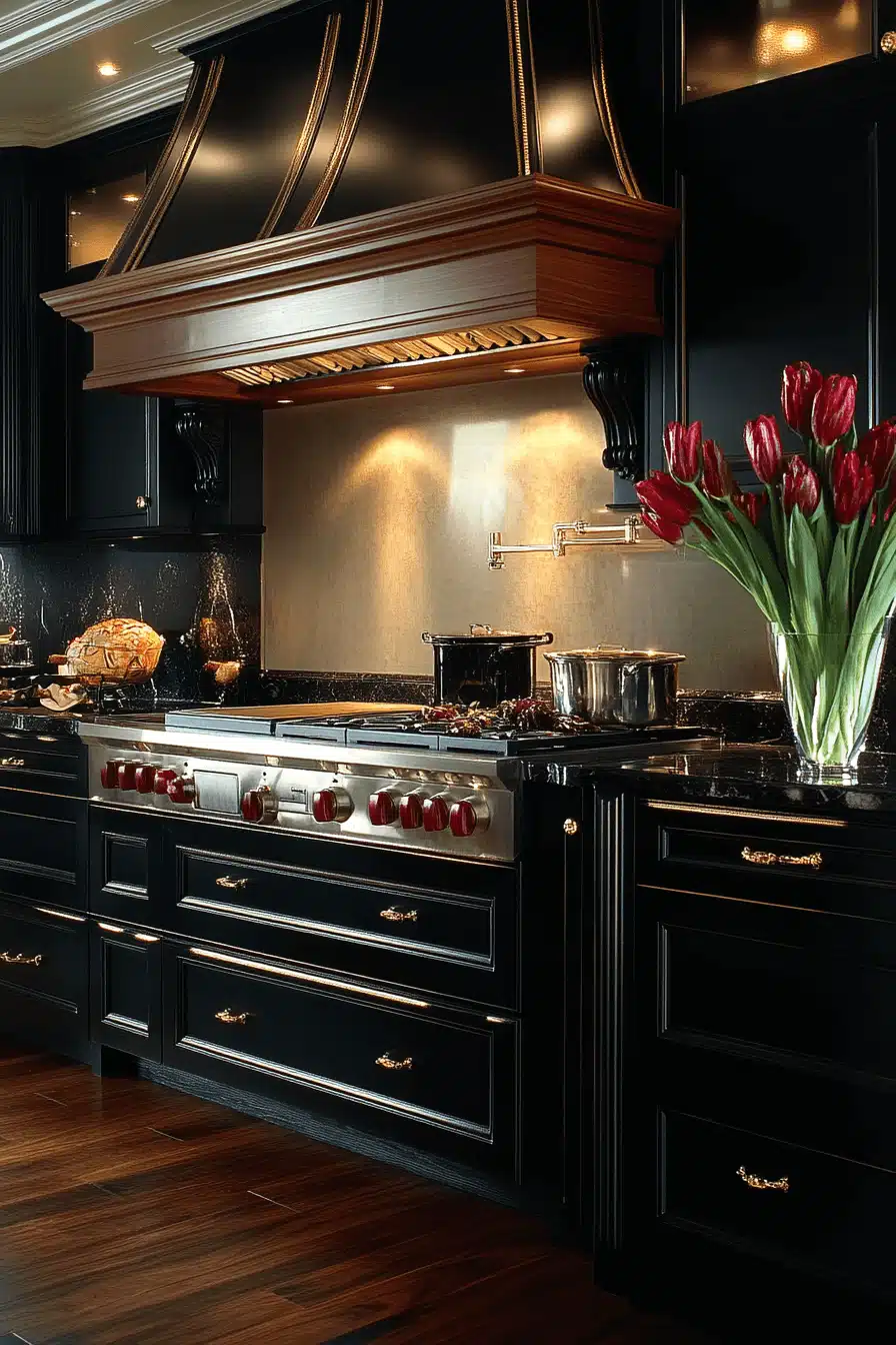 dark wood kitchen cabinets