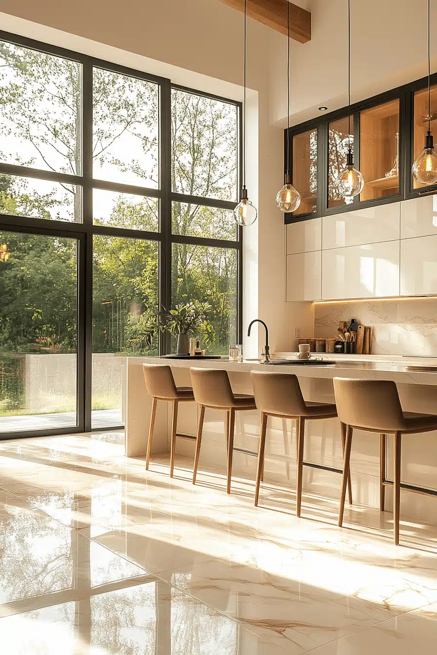 beige kitchen cabinets