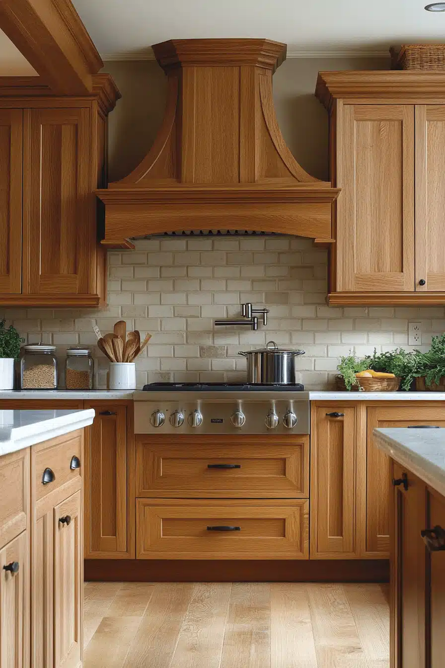 honey oak kitchen cabinets