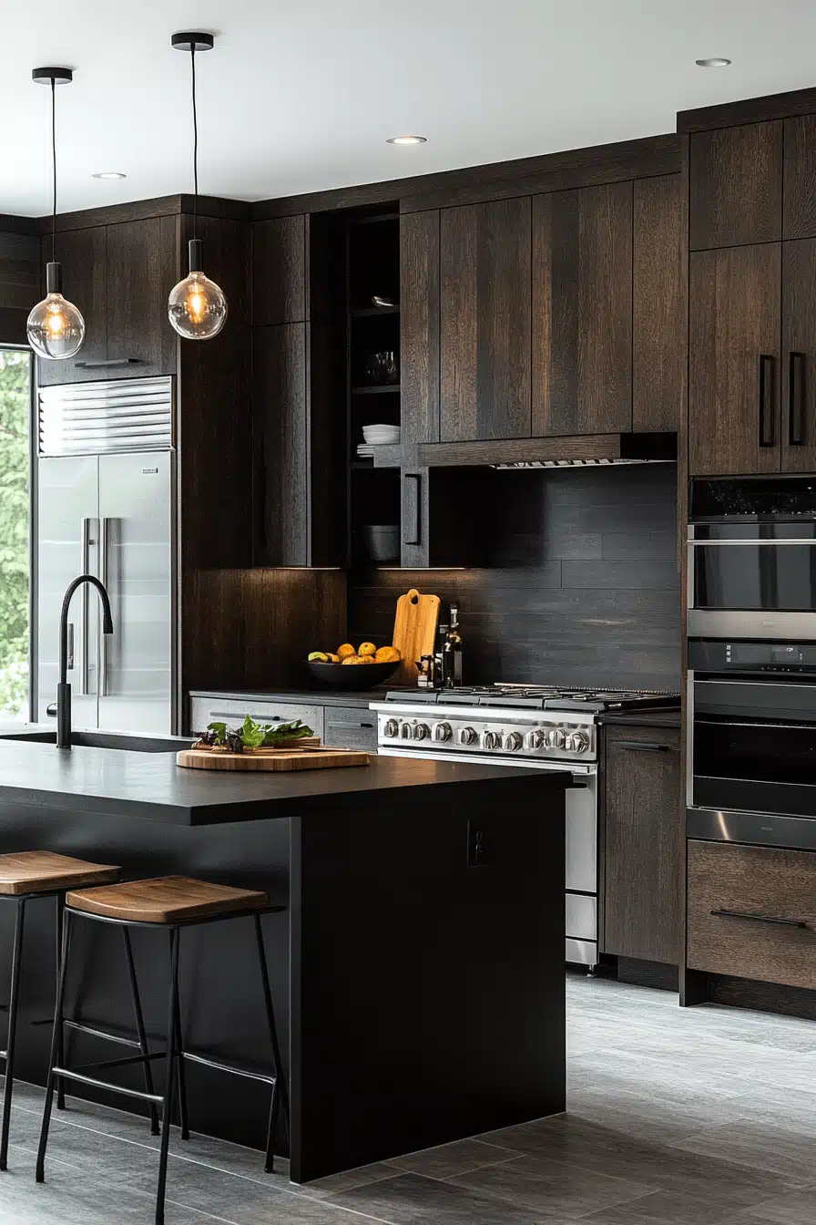 dark wood kitchen cabinets