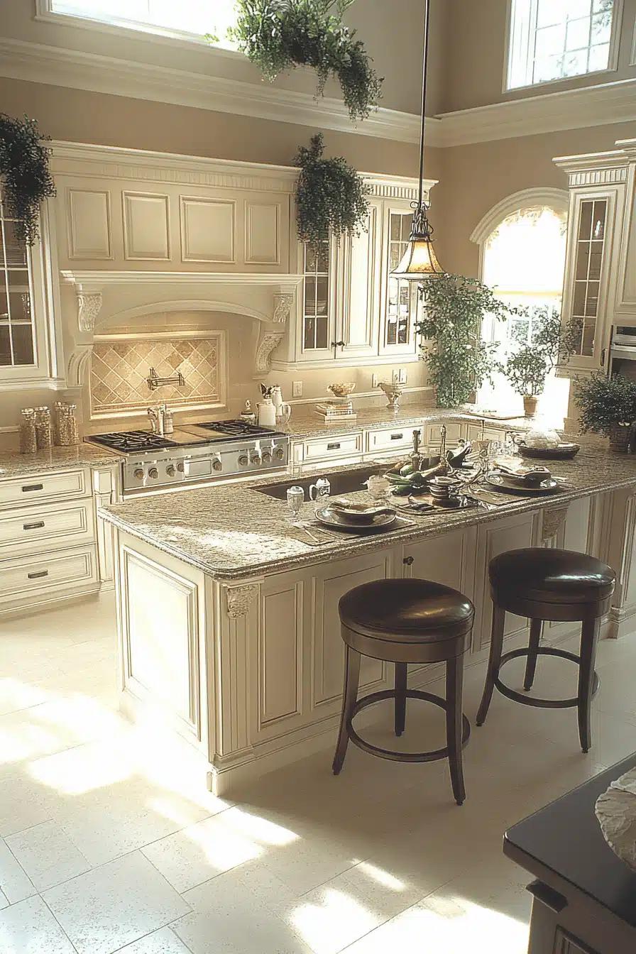 beige kitchen cabinets