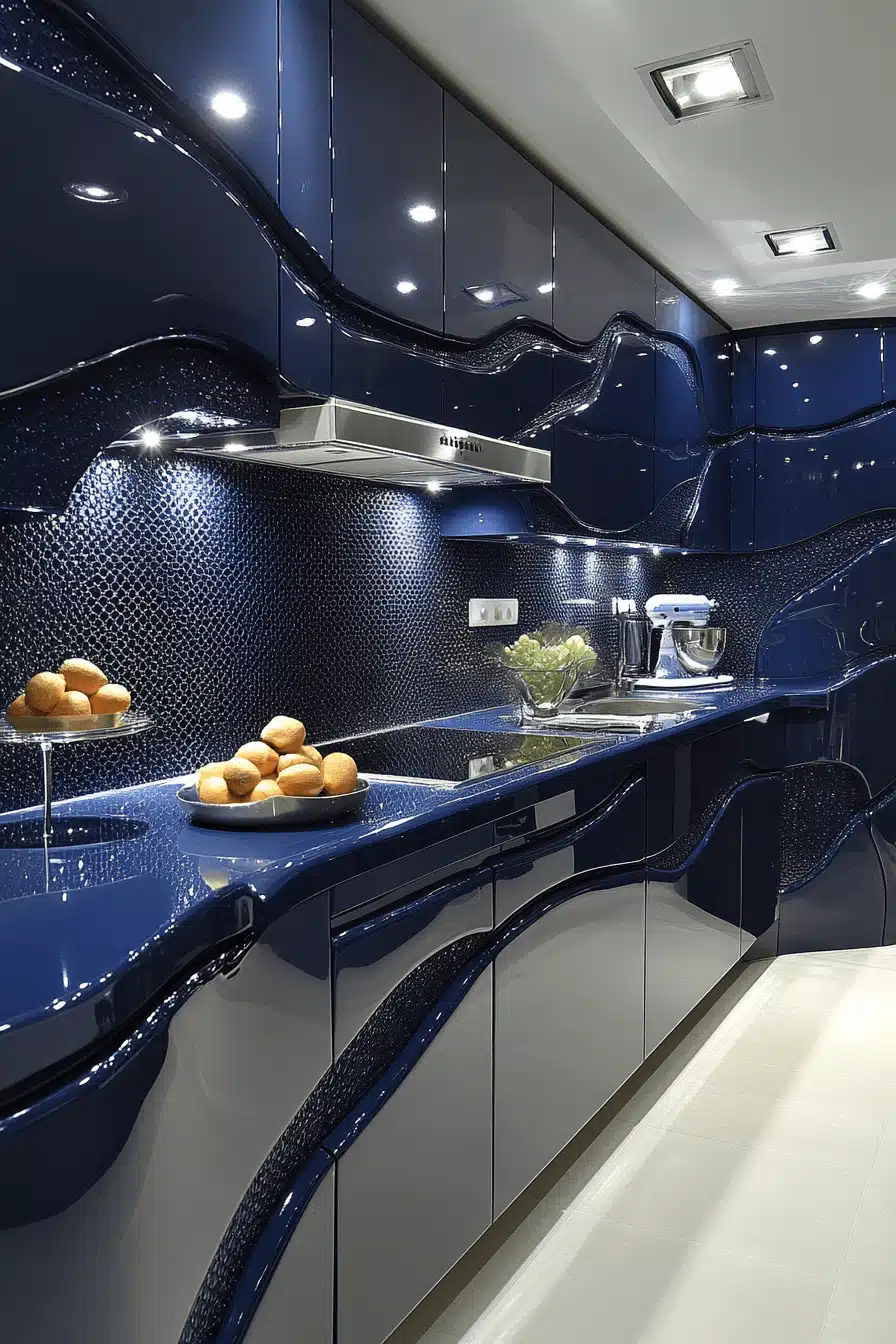navy blue kitchen cabinets
