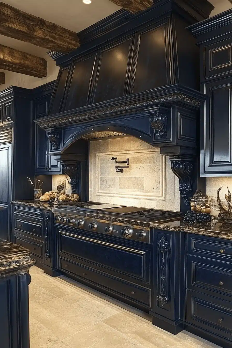 navy blue kitchen cabinets