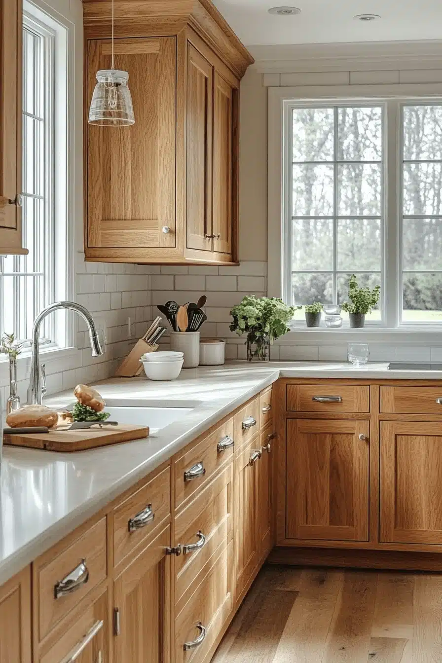 honey oak kitchen cabinets