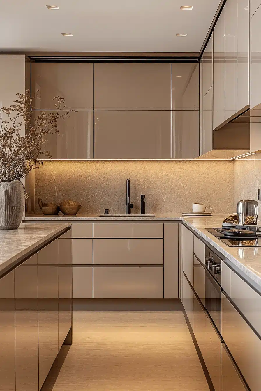 beige kitchen cabinets