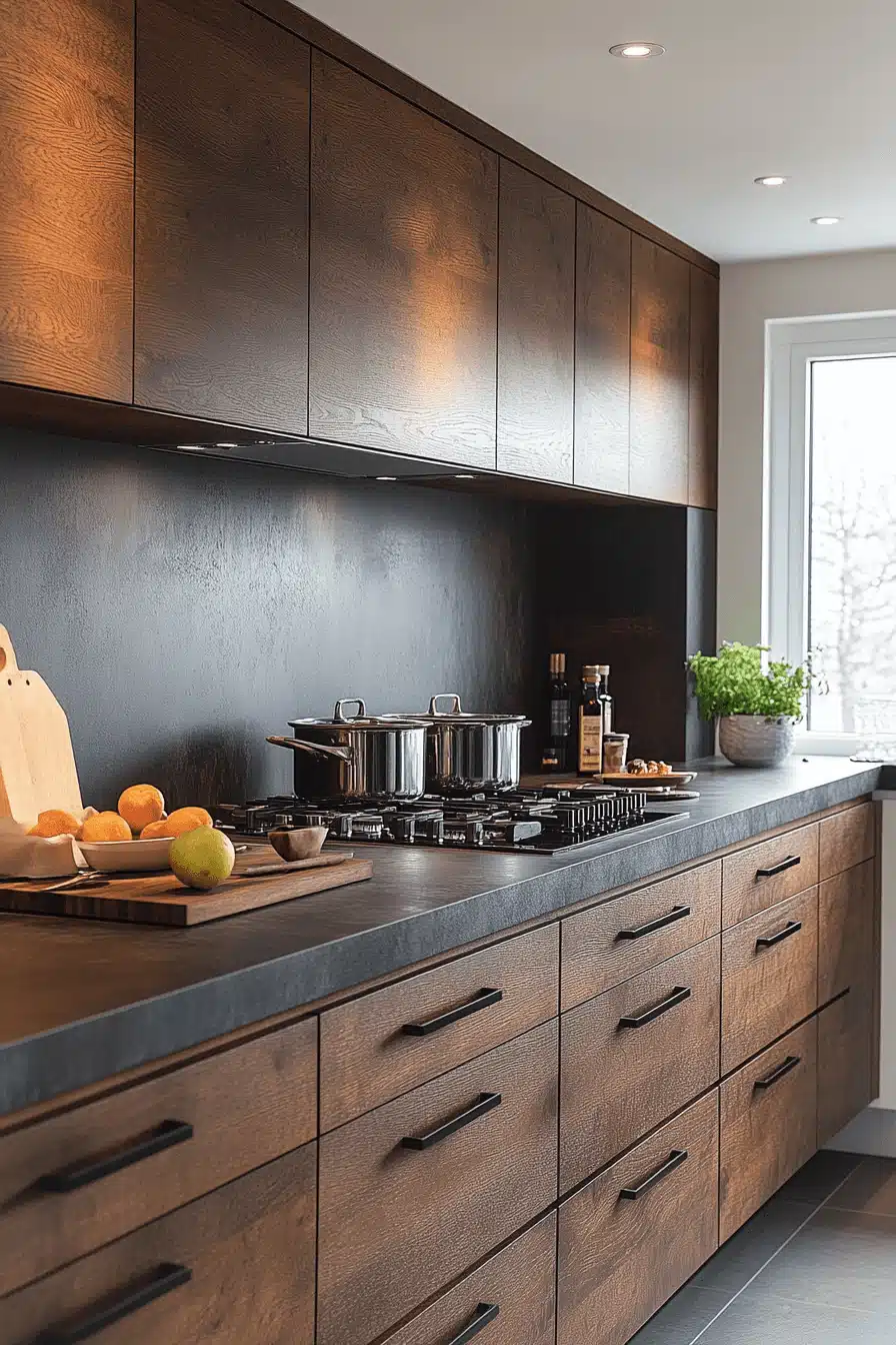 dark wood kitchen cabinets