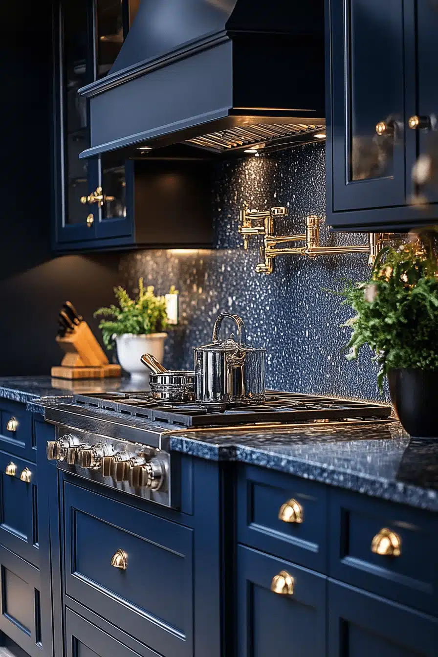 navy blue kitchen cabinets