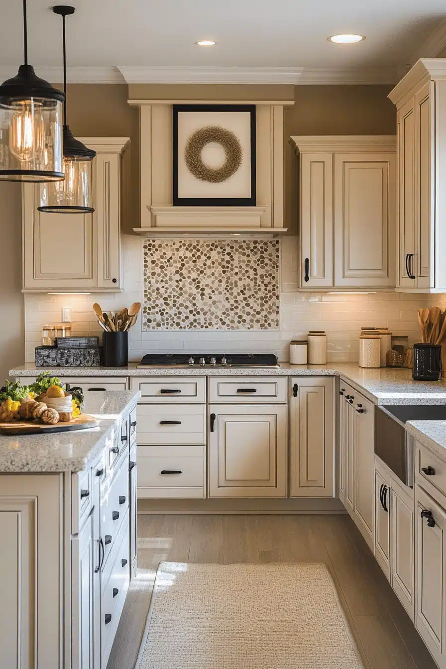 beige kitchen cabinets
