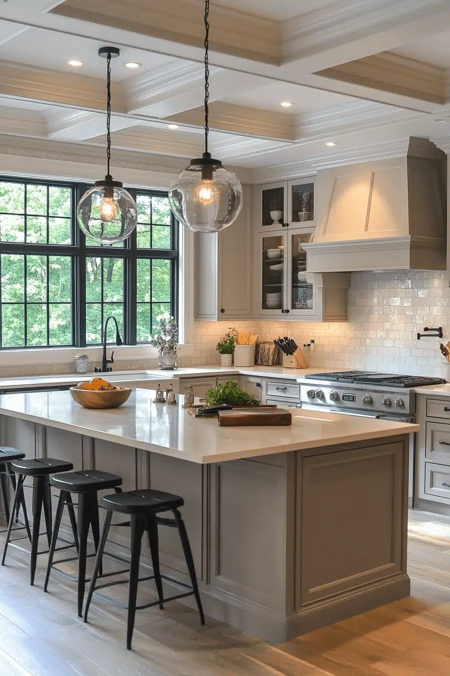 greige kitchen cabinets