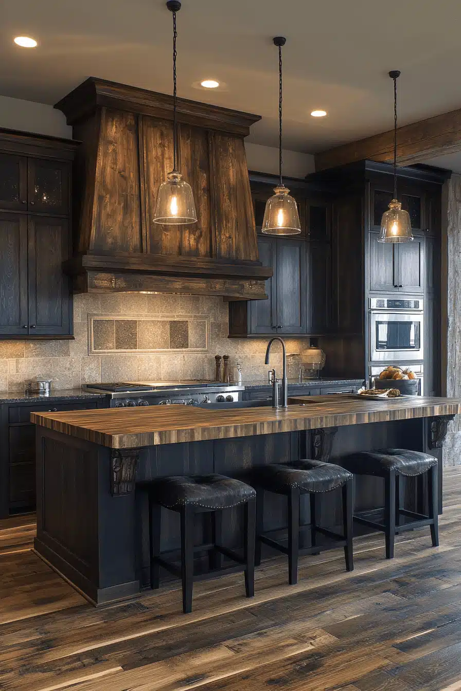 dark wood kitchen cabinets