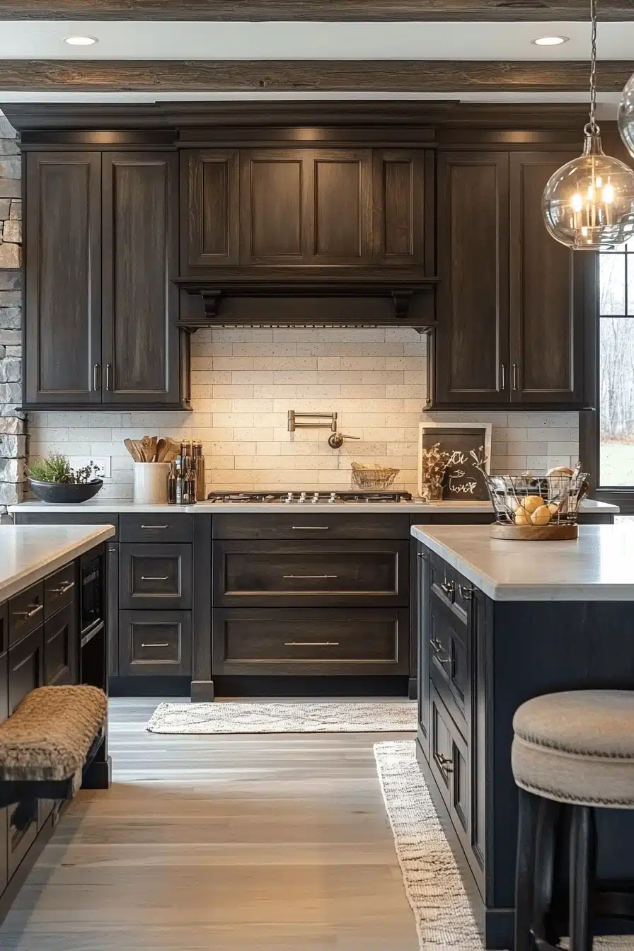 dark wood kitchen cabinets