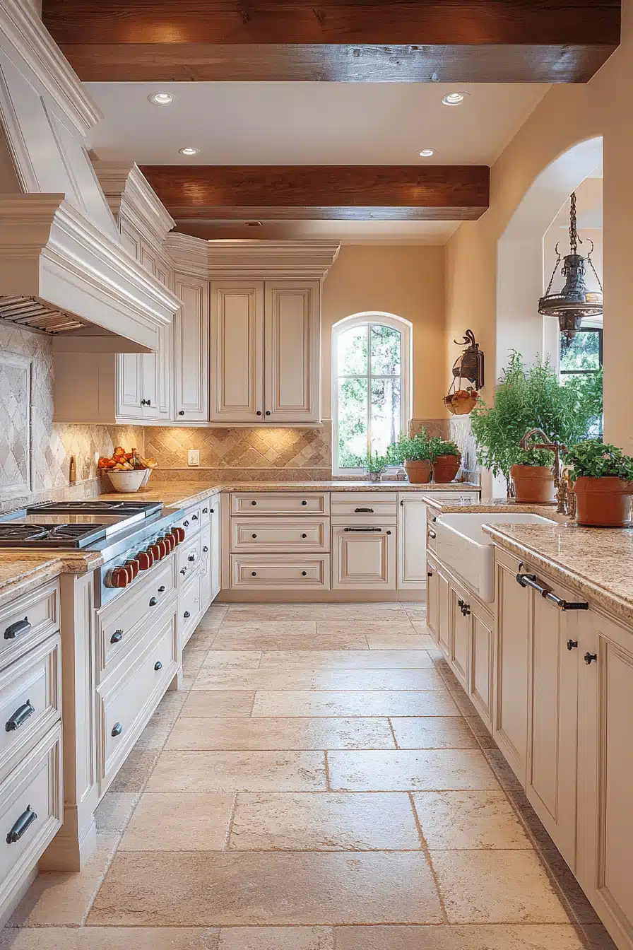 beige kitchen cabinets