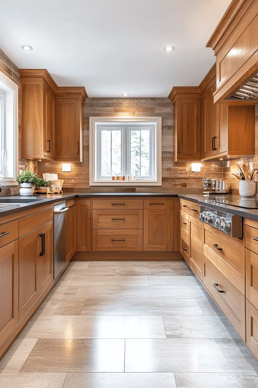 honey oak kitchen cabinets