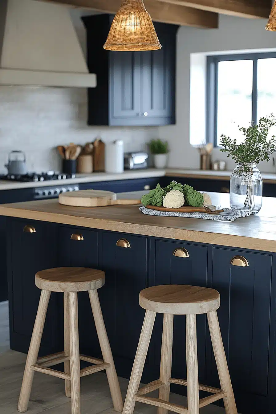 navy blue kitchen cabinets