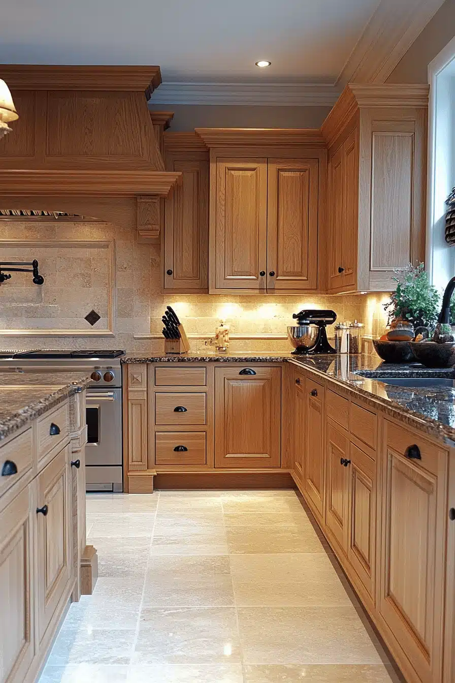 honey oak kitchen cabinets