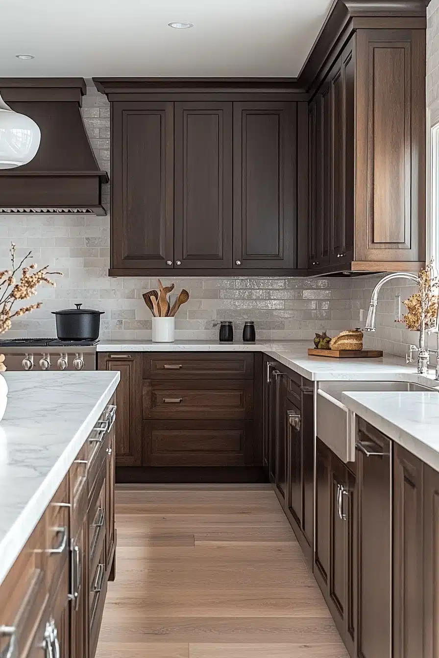 dark wood kitchen cabinets