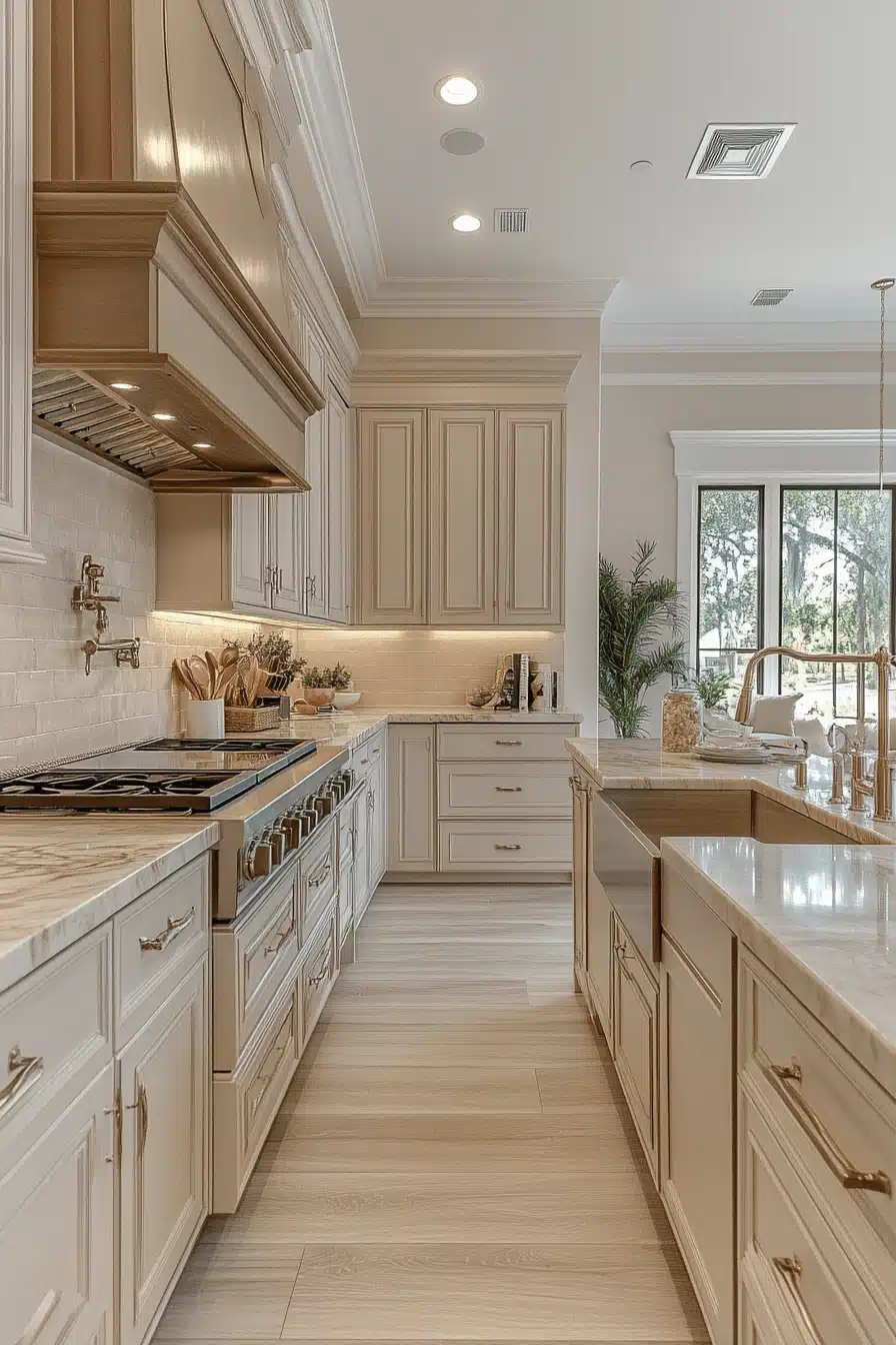 beige kitchen cabinets