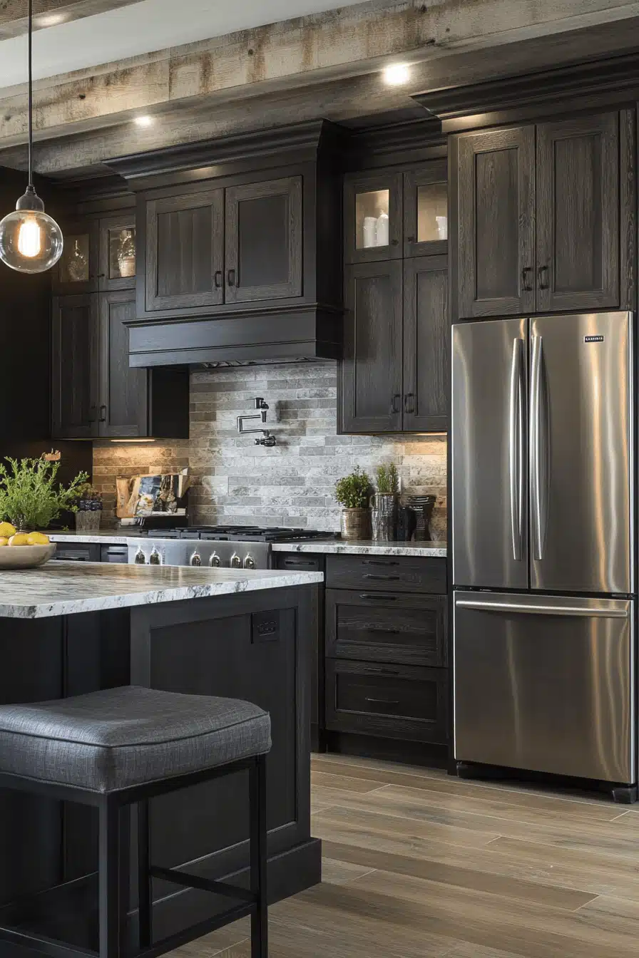 dark wood kitchen cabinets