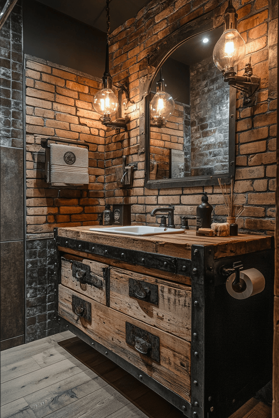 Rustic industrial bathroom