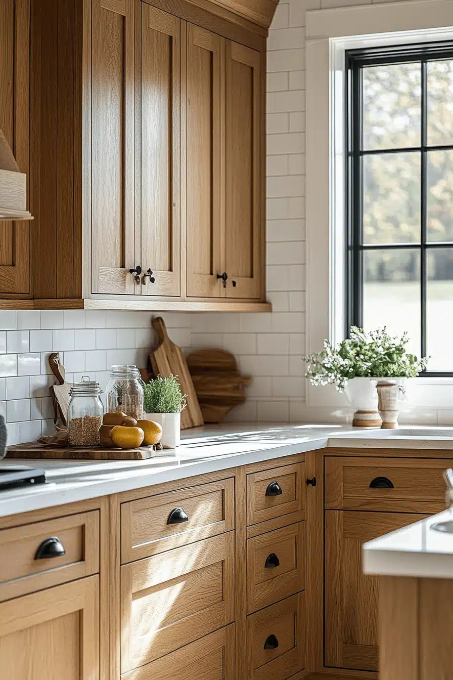 honey oak kitchen cabinets
